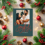 Typografie Joyful Holiday / Christmas Photo Card Feestdagenkaart<br><div class="desc">Aanpassen met uw favoriete foto en tekst. Bijpassende backer inbegrepen.</div>