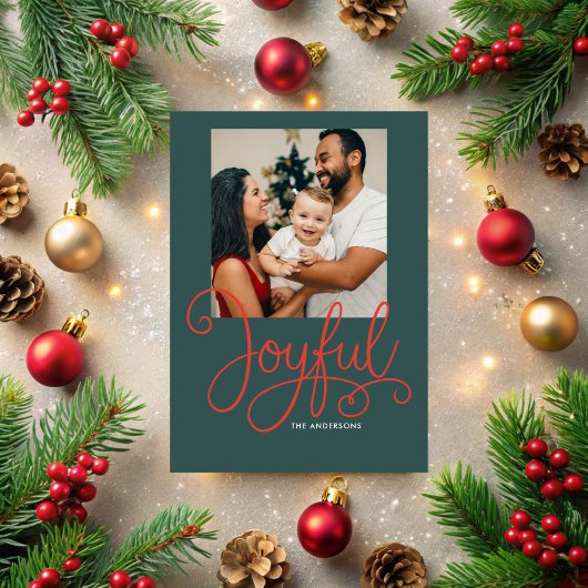 Typografie Joyful Holiday / Christmas Photo Card Feestdagenkaart