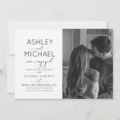 Typografie-kalligrafie Foto Engagement Party Kaart (Voorkant)