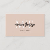 Typografie Kalligrafie Monogram Beige QR-code Visitekaartje (Voorkant)