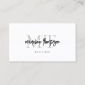 Typografie Kalligrafie Monogram Zilver QR-code Visitekaartje (Voorkant)