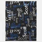 Typografie Kalligrafie Naam allover zwart Fleece Deken (Voorkant)
