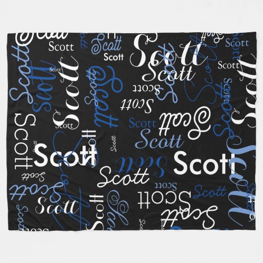 Typografie Kalligrafie Naam allover zwart Fleece Deken (Voorkant (Horizontaal))
