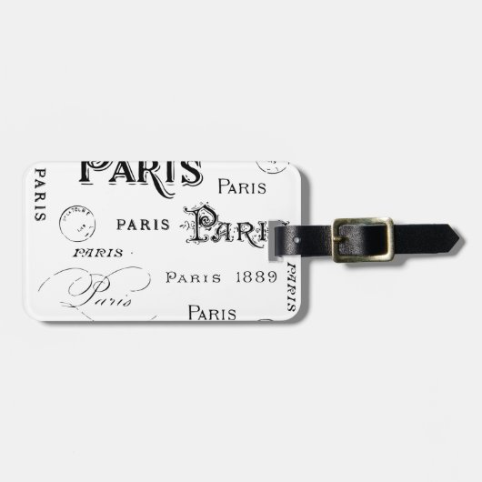 Typografie-kalligrafie Parijs Frankrijk Eiffel Tow Bagagelabel (Voorkant horizontaal)