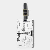 Typografie-kalligrafie Parijs Frankrijk Eiffel Tow Bagagelabel (Voorkant verticaal)