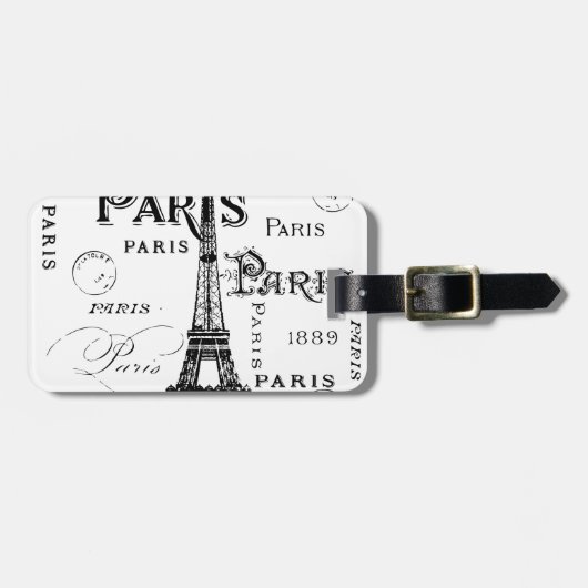 Typografie-kalligrafie Parijs Frankrijk Eiffel Tow Bagagelabel (Voorkant horizontaal)