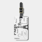 Typografie-kalligrafie Parijs Frankrijk Eiffel Tow Bagagelabel (Voorkant verticaal)