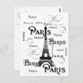 Typografie-kalligrafie Parijs Frankrijk Eiffel Tow Briefkaart (Voorkant / Achterkant)