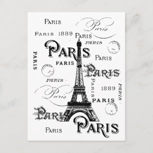 Typografie-kalligrafie Parijs Frankrijk Eiffel Tow Briefkaart