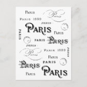 Typografie-kalligrafie Parijs Frankrijk Eiffel Tow Briefkaart (Voorkant)