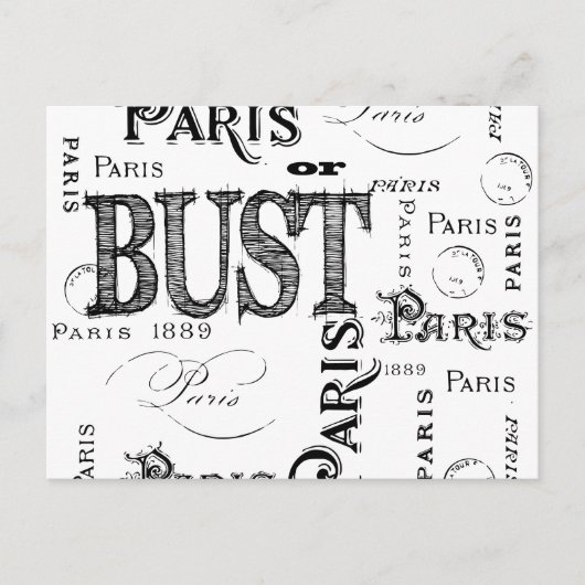 Typografie-kalligrafie Parijs Frankrijk Eiffel Tow Briefkaart (Voorkant)