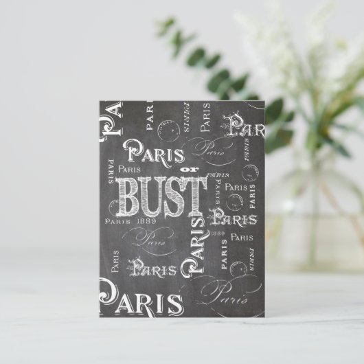 Typografie-kalligrafie Parijs Frankrijk Eiffel Tow Briefkaart (Staand voorkant)