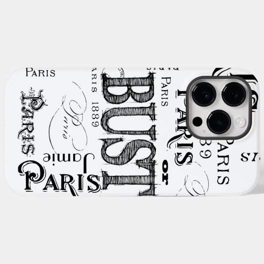 Typografie-kalligrafie Parijs Frankrijk Eiffel Tow Case-Mate iPhone Case (Achterkant (horizontaal))