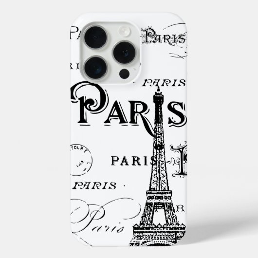 Typografie-kalligrafie Parijs Frankrijk Eiffel Tow Case-Mate iPhone Case (Achterkant)