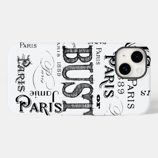 Typografie-kalligrafie Parijs Frankrijk Eiffel Tow Case-Mate iPhone Case (Achterkant (horizontaal))