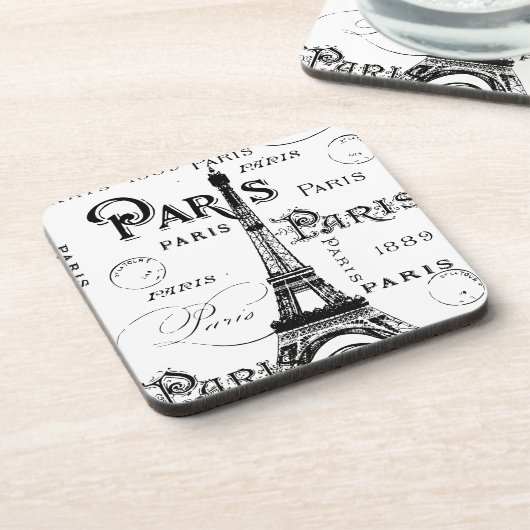 Typografie-kalligrafie Parijs Frankrijk Eiffel Tow Drankjes Onderzetter (Linkerzijde)