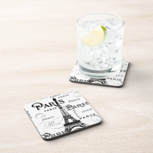 Typografie-kalligrafie Parijs Frankrijk Eiffel Tow Drankjes Onderzetter (Rechterzijde)