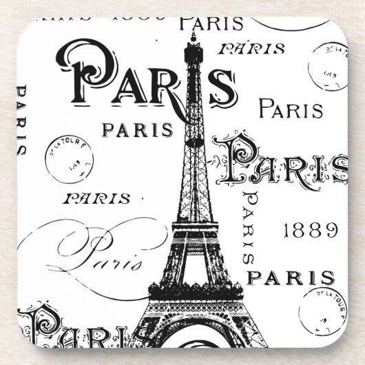 Typografie-kalligrafie Parijs Frankrijk Eiffel Tow Drankjes Onderzetter (Voorkant)