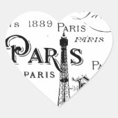 Typografie-kalligrafie Parijs Frankrijk Eiffel Tow Hart Sticker (Voorkant)
