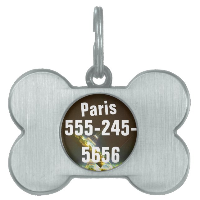 Typografie-kalligrafie Parijs Frankrijk Eiffel Tow Huisdieren Naamplaatje (voorkant)