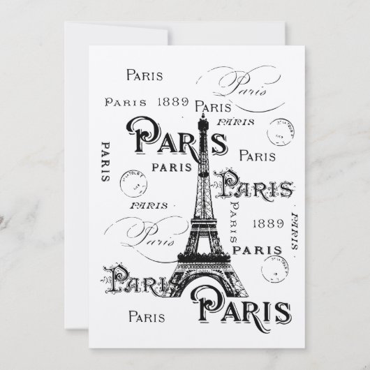 Typografie-kalligrafie Parijs Frankrijk Eiffel Tow Kaart (Achterkant)