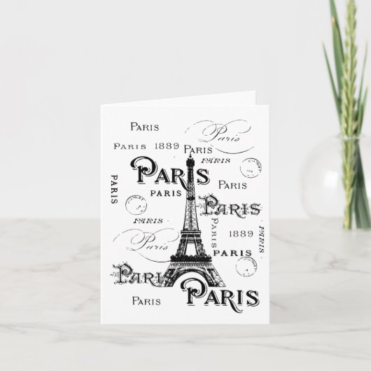 Typografie-kalligrafie Parijs Frankrijk Eiffel Tow Kaart (Voorkant)