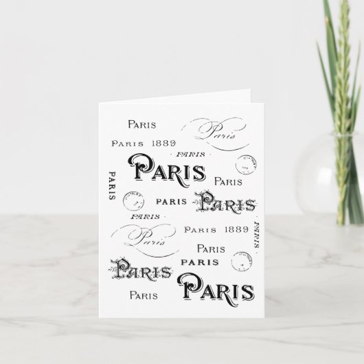 Typografie-kalligrafie Parijs Frankrijk Eiffel Tow Kaart (Voorkant)