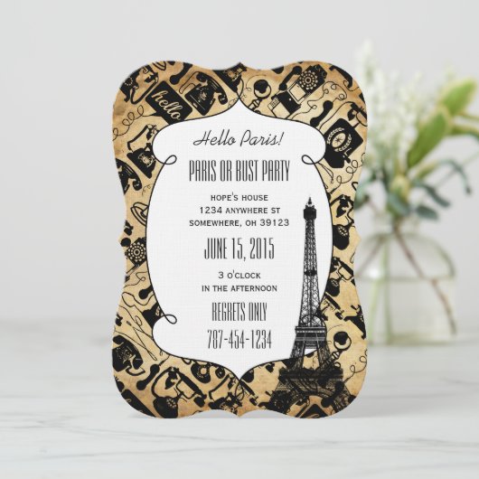 Typografie-kalligrafie Parijs Frankrijk Eiffel Tow Kaart (Staand voorkant)