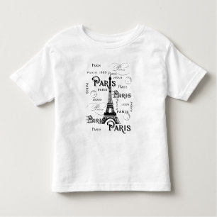 Typografie-kalligrafie Parijs Frankrijk Eiffel Tow Kinder Shirts