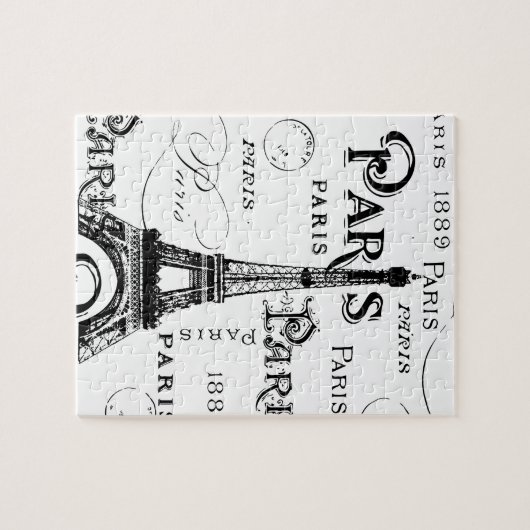 Typografie-kalligrafie Parijs Frankrijk Eiffel Tow Legpuzzel (Horizontaal)