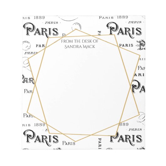 Typografie-kalligrafie Parijs Frankrijk Eiffel Tow Notitieblok (Voorkant)