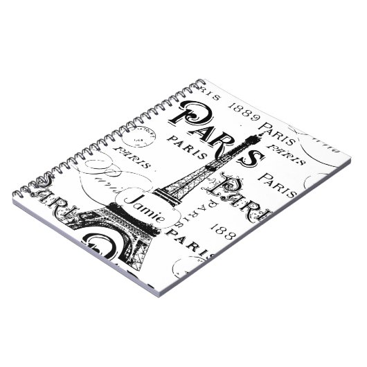 Typografie-kalligrafie Parijs Frankrijk Eiffel Tow Notitieboek (Linkerzijde)