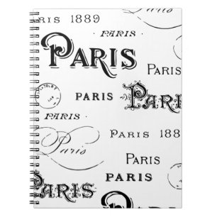 Typografie-kalligrafie Parijs Frankrijk Eiffel Tow Notitieboek