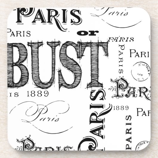 Typografie-kalligrafie Parijs Frankrijk Eiffel Tow Onderzetter (Voorkant)