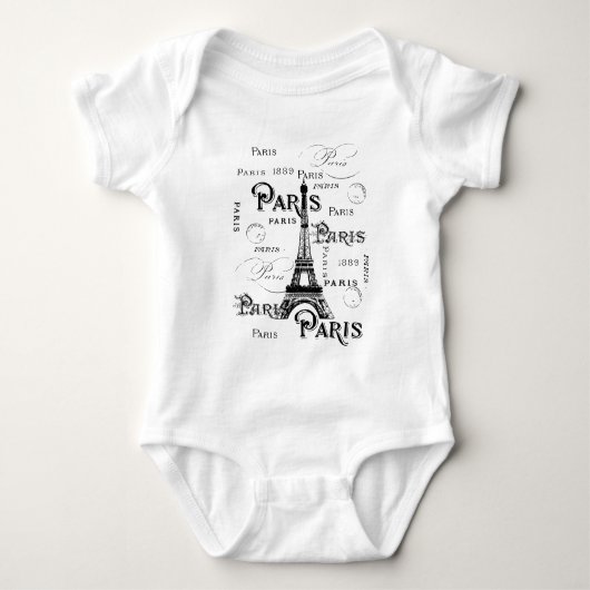 Typografie-kalligrafie Parijs Frankrijk Eiffel Tow Romper (Voorkant)