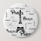 Typografie-kalligrafie Parijs Frankrijk Eiffel Tow Ronde Button 4,0 Cm (Voorkant)