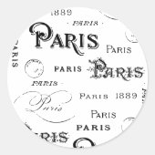 Typografie-kalligrafie Parijs Frankrijk Eiffel Tow Ronde Sticker (Voorkant)