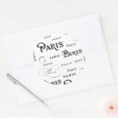 Typografie-kalligrafie Parijs Frankrijk Eiffel Tow Ronde Sticker (Envelop)