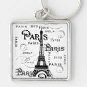 Typografie-kalligrafie Parijs Frankrijk Eiffel Tow Sleutelhanger (Voorkant)