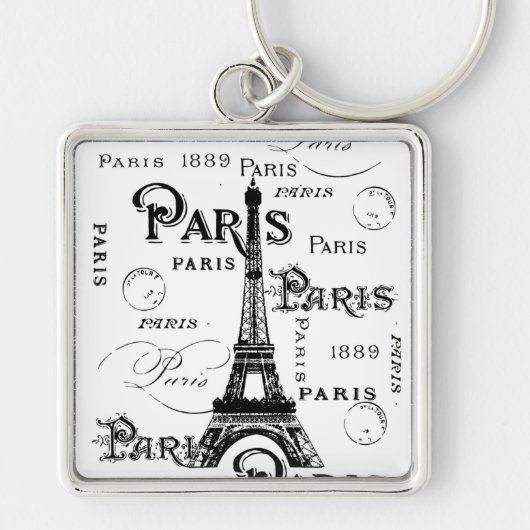 Typografie-kalligrafie Parijs Frankrijk Eiffel Tow Sleutelhanger (Voorkant)