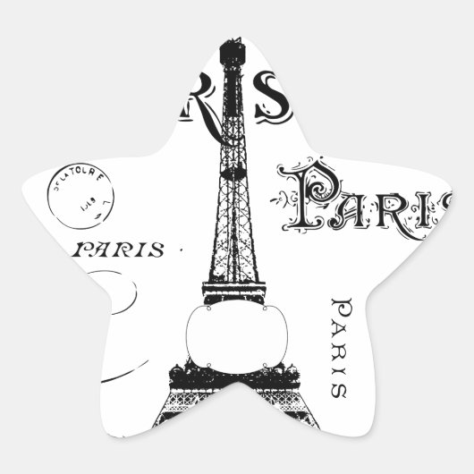 Typografie-kalligrafie Parijs Frankrijk Eiffel Tow Ster Sticker (Voorkant)