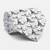 Typografie-kalligrafie Parijs Frankrijk Eiffel Tow Stropdas (Opgerold)