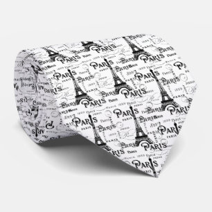 Typografie-kalligrafie Parijs Frankrijk Eiffel Tow Stropdas