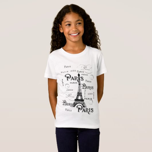 Typografie-kalligrafie Parijs Frankrijk Eiffel Tow T-shirt (Voorkant volledig)