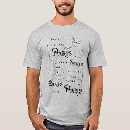 Typografie-kalligrafie Parijs Frankrijk Eiffel Tow T-shirt (Voorkant)