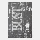 Typografie-kalligrafie Parijs Frankrijk Eiffel Tow Theedoek (Verticaal)