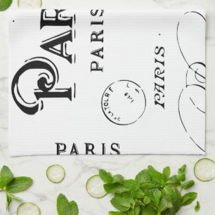 Typografie-kalligrafie Parijs Frankrijk Eiffel Tow Theedoek