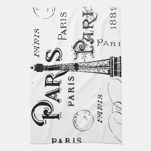 Typografie-kalligrafie Parijs Frankrijk Eiffel Tow Theedoek (Verticaal)