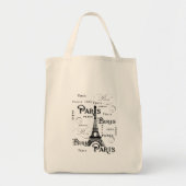 Typografie-kalligrafie Parijs Frankrijk Eiffel Tow Tote Bag (Voorkant)