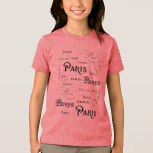 Typografie-kalligrafie Parijs Frankrijk Eiffel Tow Tri-Blend Shirt